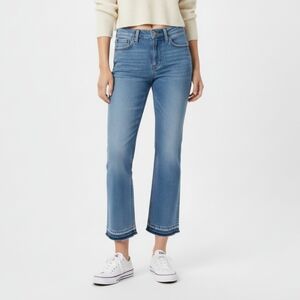 J.Crew Billie Demi-Boot Crop Jeans 23 Raw Hem Blue Denim Y2K Retro Style Cotton
